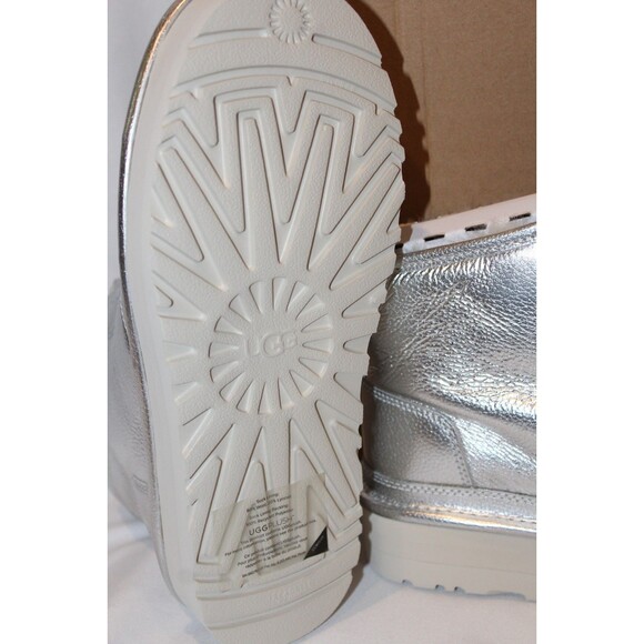 UGG WOMEN'S SILVER LEATHER NEUMEL ZIP UP PLATFORM BOOTS SZ 9 NIB - Picture 7 of 7